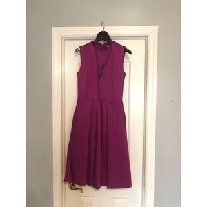 Berry Purple Sateen Pleated Cadence Sleeveless
